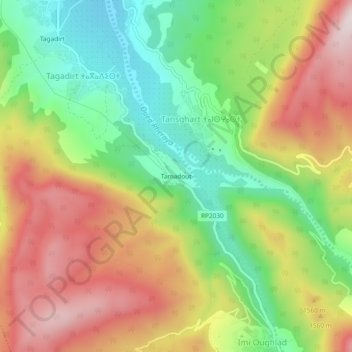 Tamadout topographic map, elevation, terrain