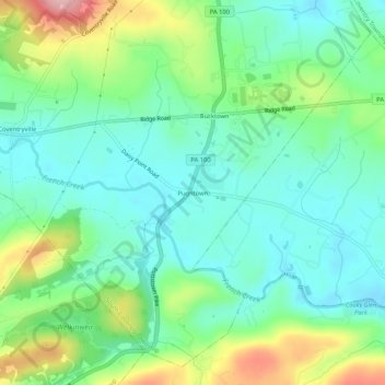Pughtown topographic map, elevation, terrain