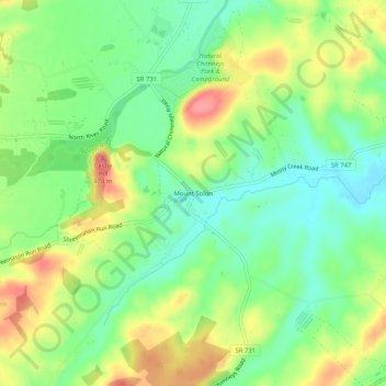 Mount Solon topographic map, elevation, terrain