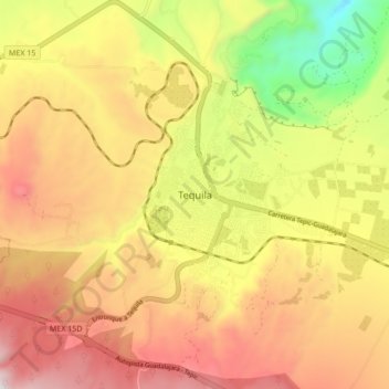 Tequila topographic map, elevation, terrain