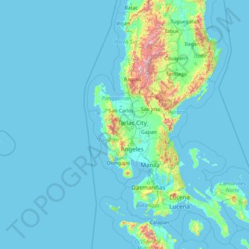 Tarlac topographic map, elevation, terrain