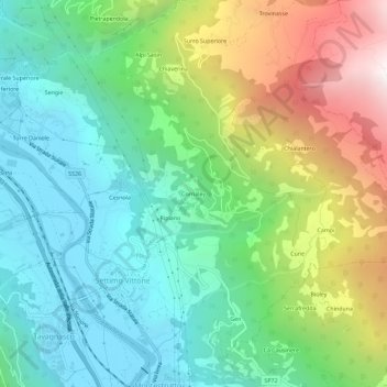 Cornaley topographic map, elevation, terrain