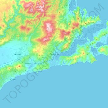 Dunedin topographic map, elevation, terrain