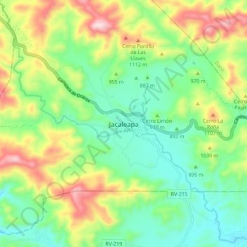 Jacaleapa topographic map, elevation, terrain