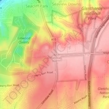 O'Halloran Hill topographic map, elevation, terrain