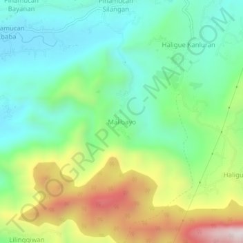 Malibayo topographic map, elevation, terrain