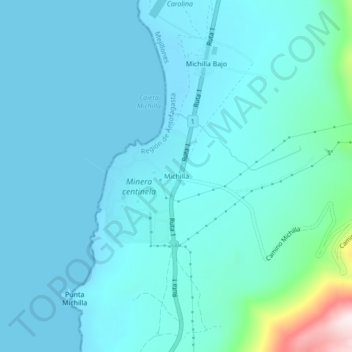 Michilla topographic map, elevation, terrain