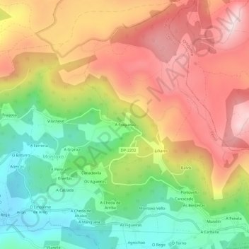 A Fraguela topographic map, elevation, terrain