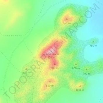 Iron Mountain topographic map, elevation, terrain
