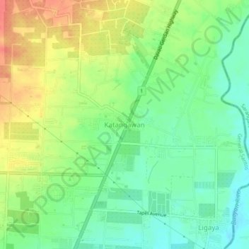 Katangawan topographic map, elevation, terrain