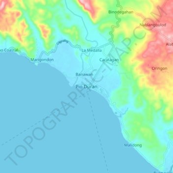 Pio Duran topographic map, elevation, terrain