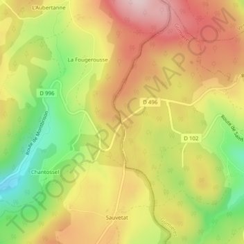 Col des Limites topographic map, elevation, terrain