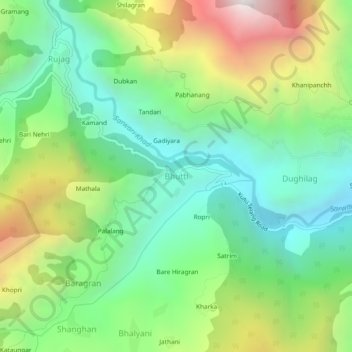 Bhutti topographic map, elevation, terrain