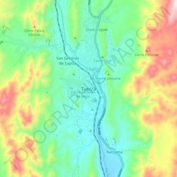Tupiza topographic map, elevation, terrain