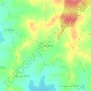 Bannangadi topographic map, elevation, terrain
