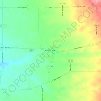 Collins Center topographic map, elevation, terrain