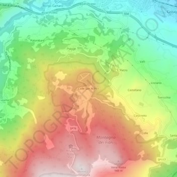 Pianoro di San Marco topographic map, elevation, terrain