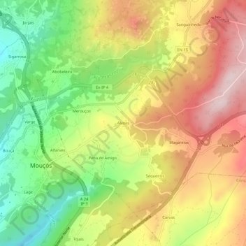 Alvites topographic map, elevation, terrain