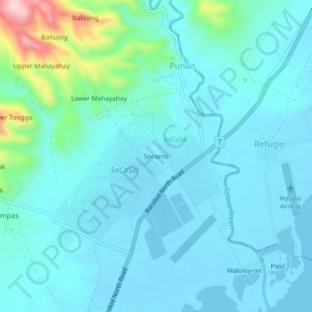 Socorro topographic map, elevation, terrain