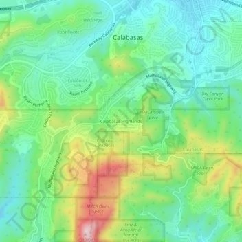 Calabasas Highlands topographic map, elevation, terrain