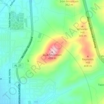 Blue Mountain topographic map, elevation, terrain