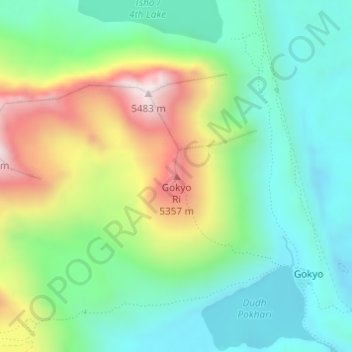 Gokyo Ri topographic map, elevation, terrain
