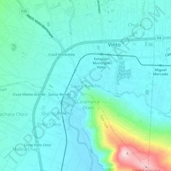 Sauce Rancho topographic map, elevation, terrain