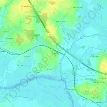 Le Fleau topographic map, elevation, terrain