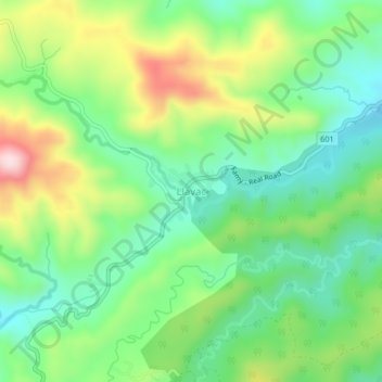 Llavac topographic map, elevation, terrain