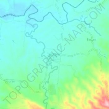 Banayal topographic map, elevation, terrain