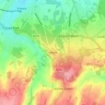 Keston topographic map, elevation, terrain
