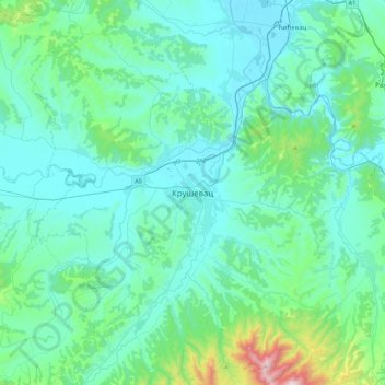 Kruševac topographic map, elevation, terrain