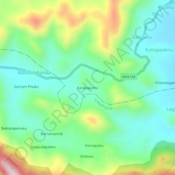 Karakaputtu topographic map, elevation, terrain