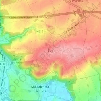 Spy topographic map, elevation, terrain