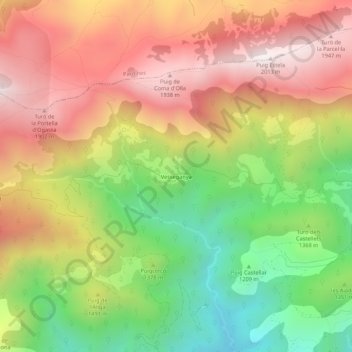 Vesseganya topographic map, elevation, terrain