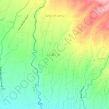 Calantas topographic map, elevation, terrain