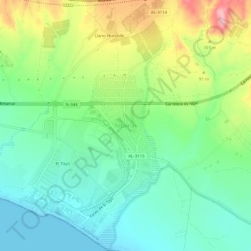 Retamar topographic map, elevation, terrain
