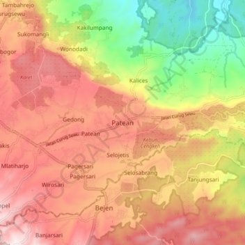 Patean topographic map, elevation, terrain