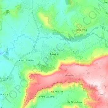 Morija topographic map, elevation, terrain