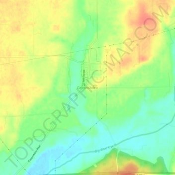Greensboro topographic map, elevation, terrain