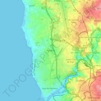 Perafita topographic map, elevation, terrain