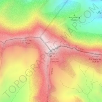 Ringelspitz topographic map, elevation, terrain