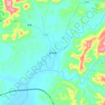 Dahu topographic map, elevation, terrain
