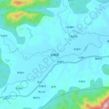 Baitang topographic map, elevation, terrain
