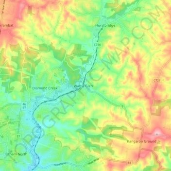 Wattle Glen topographic map, elevation, terrain