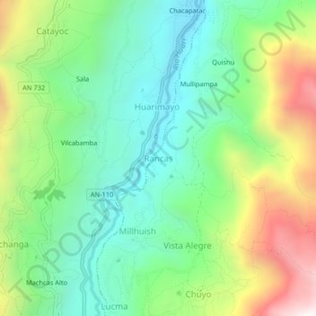 Rancas topographic map, elevation, terrain
