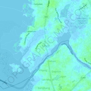 Babag topographic map, elevation, terrain