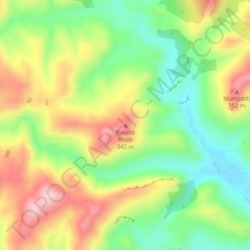 Round Knob topographic map, elevation, terrain