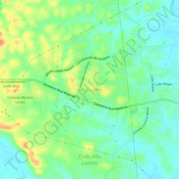 Alto Lucero topographic map, elevation, terrain