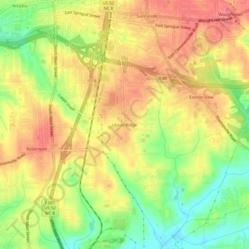 Union Ridge topographic map, elevation, terrain